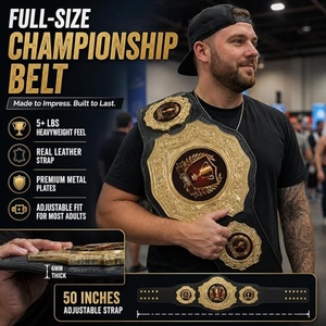 Professional Custom Champion Belt <b>Wrestling</b> Boxing MMA Title Championship Premium Leather Gold Metal Plates OEM Logo Supplier - Product Image 5