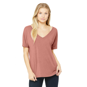 T-shirt en coton doux pour femme, col en V, manches courtes, couleur unie, violet, 100 % coton, idéal pour un usage décontracté - Product Image 1