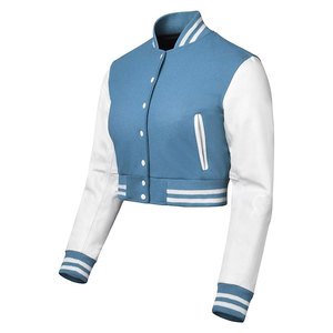 แจ็คเก็ตเบสบอลหนังและขนสัตว์คุณภาพพรีเมียม แขนยาว สไตล์คลาสสิกแบบวิทยาลัย แจ็คเก็ตบอมเบอร์ แจ็คเก็ตวาร์ซิตี้ สำหรับผู้หญิง - Product Image 5