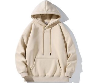 Sweat-shirt à capuche gris pour homme, coupe ample, couleur unie, en molleton de coton, pull décontracté pour l'automne - Product Image 2