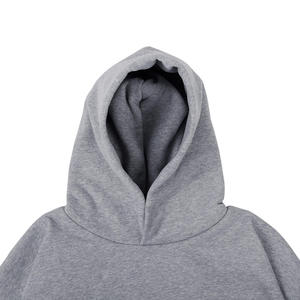 Sudadera con Capucha Extra Grande para Hombre, Color Gris Sólido, Felpa Francesa, Corte Regular, Tejido de Algodón, para Otoño - Product Image 3