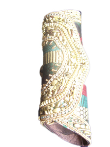 Beaded <b>Clutch</b> Bag with Sparkling Beading Flap Closure Handmade up to 1L Capacity for <b>Wedding</b> Evening Parties - Product Image 2