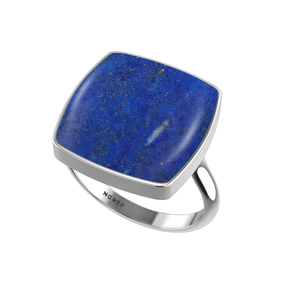 925 Sterling Silver <b>Ring</b> Bezel Setting <b>Lapis</b> <b>Lazuli</b> Gemstone Mix Shapes Classic Wedding Party Trendy Fashionable Unisex - Product Image 2