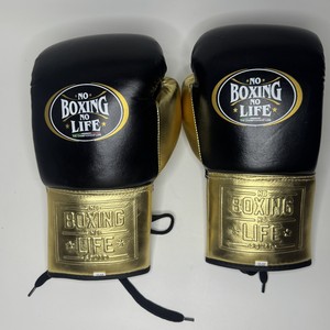 Guantes de Boxeo Personalizados Negros con Cordones Dorados, Sin Boxeo No Hay Vida, Guantes de Boxeo de Cuero Genuino para Entrenamiento Profesional y Sparring, Guantes de Boxeo Winning - Product Image 3