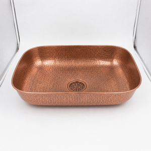 Fregadero de cocina rectangular de cobre martillado hecho a mano, estilo rústico con delantal frontal, de un solo tazón, para preparación de alimentos, fabricante OEM ODM, venta al por mayor - Product Image 2