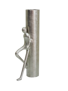 Modern Metal Flower <b>Vase</b>, Unique Climbing Figure Design, Silver Sculptural Bud <b>Vase</b> for Artistic Home Decor and Table Accents - Product Image 2