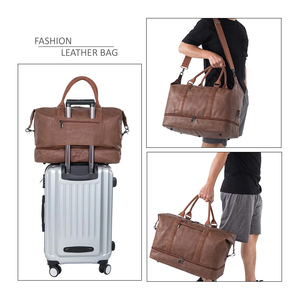 Bolsa de Lona de Cuero para Hombre, Rectangular, con Cierre de Cremallera, Múltiples Compartimentos, para Viajes, Gimnasio, Deportes, con Asa Superior - Product Image 5