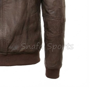 Veste en cuir véritable personnalisée, couleur marron unie, veste de haute qualité avec logo personnalisé, vestes en cuir - Product Image 5