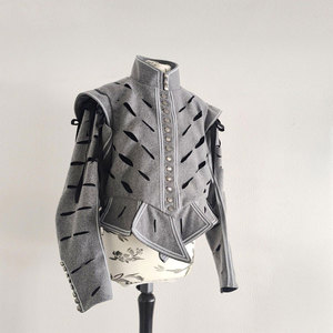 Veste doublette en laine blanche et lin noir, tenue traditionnelle, fournitures d'usine de qualité supérieure - Product Image 4