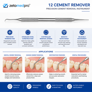 Removedor de Cemento Dental 12, Instrumento de Acero Inoxidable para Remover Cemento Dental, OEM Zetomed Pro - Product Image 2