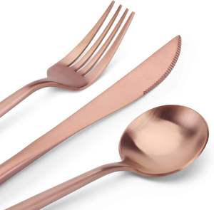 Juego de cubiertos de acero inoxidable de lujo, diseño minimalista, resistente al óxido, vajilla para mesa a mejor precio - Product Image 3