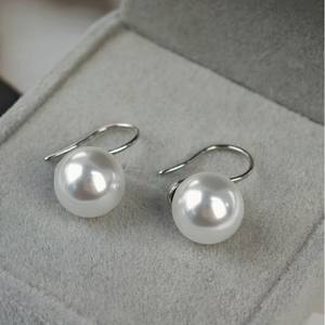 Zhuji Natural Freshwater <b>Pearl</b> <b>Earrings</b> 925 Pure Silver High Heels 12-13mm Edison White Bead Earhook Flawless Round Design - Product Image 2
