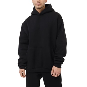 Sweat à capuche court en coton 100% avec logo brodé personnalisé, de haute qualité, surdimensionné, épaules tombantes, sweats à capuche français pour hommes de BD - Product Image 6