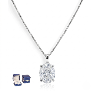 925 Sterling Silver 2ct Oval Cut Lab Grown Diamond Solitaire Pendant Necklace E VVS Women Bridal Fine Jewelry - Product Image 5