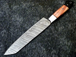 Precio de fábrica Premium BA ENTERPRISES Cuchillo de chef de acero de Damasco de 12 pulgadas con mango de madera, punta caída, logotipo personalizado, cuchilla afilada para carne - Product Image 3