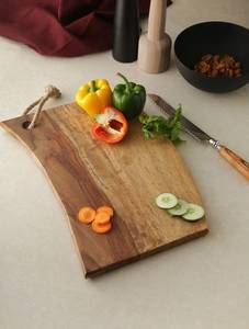 Planche à découper en bois naturel non taillé, bloc de boucher en bois d'acacia naturel avec nœuds, planche à charcuterie en bois d'arbre - Product Image 2