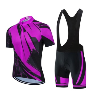 Ensemble maillot et short de cyclisme pour homme, noir, violet, bleu, rayé, impression par sublimation, vêtements de performance - Product Image 6