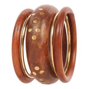 Ensemble de bijoux ethniques traditionnels faits à la main pour femmes, accessoires pour tous les jours et pour les occasions spéciales, clous en bois, bracelets, artisanat en bois de bambou - Product Image 1