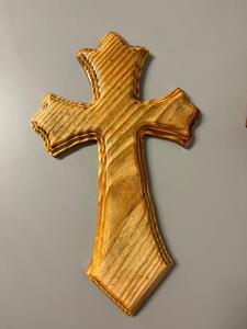 Curved Design Wooden Cross Engraved <b>Wall</b> Hanging Decoration Lightweight for Christmas - Product Image 6