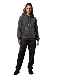 Sudadera con Capucha Personalizada con Logotipo de Diamantes de Imitación para Hombre, Estilo Boxy, 500 g/m², Lavado Ácido, Streetwear, Felpa Francesa, OEM - Product Image 1