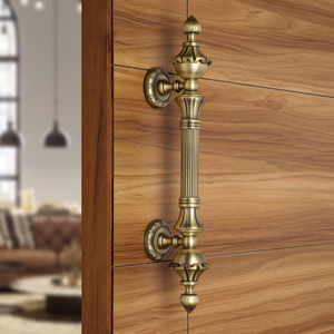 Manija Larga Decorativa de Metal para Puerta con Diseño Clásico, Manija Grande de Metal Vintage para Puertas de Entrada de Madera, Interior - Product Image 1