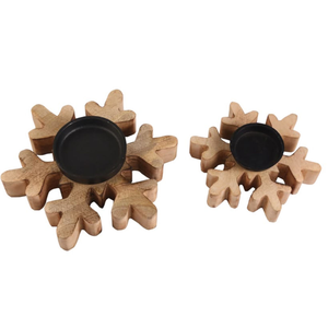 Porte-bougie étoile en bois fait main pour la décoration de table de Noël et les fêtes, design en bois flammé écologique, pour mariage et usage domestique - Product Image 1