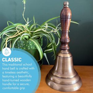 Campana de mano de latón de alta calidad con mango de madera para enseñanza, meditación, yoga y alertas. Campana de mano de latón con sonido premium. - Product Image 3