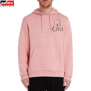 INDEX SPORTS WEAR Men's <b>Pink</b> Hooded <b>Sweatshirt</b> Oversized Fleece Glitter Letter A Print Casual Autumn Wear Regular Sleeve - Product Image 1