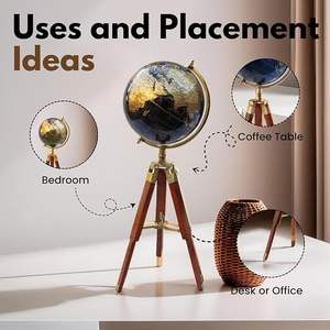 Globe terrestre éducatif classique et décoratif de style vintage, support trépied pour globe terrestre, décoration de bureau et de bibliothèque - Product Image 4