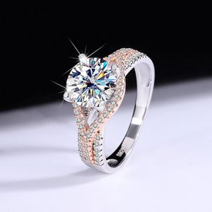Anillo de Plata de Ley 925 con Moissanita Redonda, Anillo de Noche para Novia, Chapado en Oro Real de 18K, Hecho a Mano - Product Image 4
