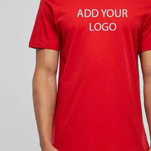 Custom Logo Men <b>Red</b> T <b>Shirt</b> Longline Streetwear Short Sleeve Hip Hop Style Cotton Plain Apparel Crew Neck Scalloped Men's <b>shirts</b> - Product Image 5