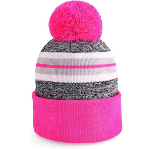 Gorro de Punto Acrílico con Logo Personalizado, Gorro Deportivo con Pompón y Puño, Diseño a Rayas, Bordado, Gorro Deportivo Acrílico - Product Image 5