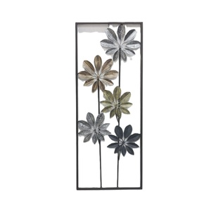 Décoration murale tendance moderne et décorative en métal de forme ronde avec motif floral pour la décoration intérieure ou extérieure - Product Image 2