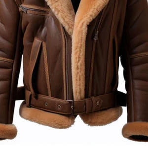 Nouvelle veste en cuir pour homme avec col en fourrure, tendance, personnalisable, respirante, grande taille, décontractée, à fermeture éclair, pour l'hiver - Product Image 4