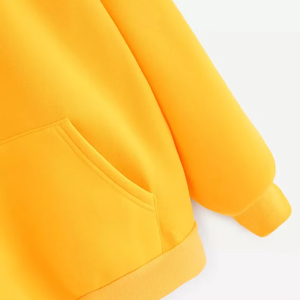 เสื้อฮู้ดโอเวอร์ไซส์แบบยูนิเซ็กซ์ สีเหลืองล้วน ผ้าฟลีซ สไตล์ลำลอง มีกระเป๋า ดีไซน์สำหรับฤดูใบไม้ร่วง ทรงปกติ - Product Image 3