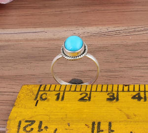 925 Sterling <b>Silver</b> Bezel Setting <b>Ring</b> Turquoise Oval Cut Handmade Classic Boho Dainty <b>Solitaire</b> <b>Ring</b> Certified Wedding Party - Product Image 6