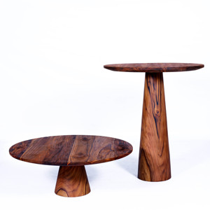 Juego de Mesa de Centro Redonda de Madera de Acacia Sólida, Mesa Auxiliar Hecha a Mano con Vetas Naturales para Sala de Estar de Lujo y Salón de Hotel - Product Image 1