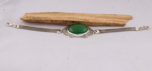 Natural Green Jade <b>Silver</b> Vintage Anniversary Handcrafted Filigree Oval Cabochon Chain <b>Cuff</b> <b>Bracelet</b> 925 Sterling <b>Silver</b> Jewelry - Product Image 6