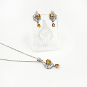Ensemble de boucles d'oreilles pendantes en argent sterling 925 avec citrine naturelle en forme de poire, plaqué rhodium, bijoux fins tendance OEM/ODM pour mariage - Product Image 3