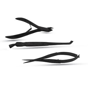 Empujador de cutículas con agarre firme, pinza para cejas, cortaúñas, tijeras de resorte, embalaje personalizado, kit negro personalizado, proveedores - Product Image 1