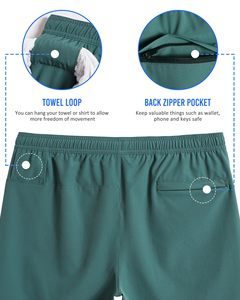 Men's Solid Green Quick Dry Drawstring <b>Shorts</b> with Pockets Casual Sport <b>Short</b> Length Mid Waist Woven <b>Polyester</b> - Product Image 4