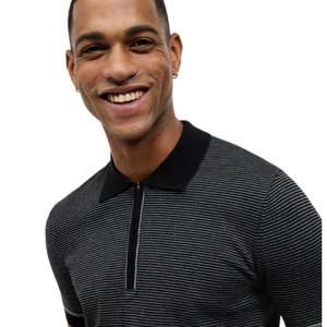 Polo en tricot rayé pour homme, manches courtes, coton premium, col contrastant, coupe ajustée, décontracté, élégant, vêtements d'été, vente en gros - Product Image 5