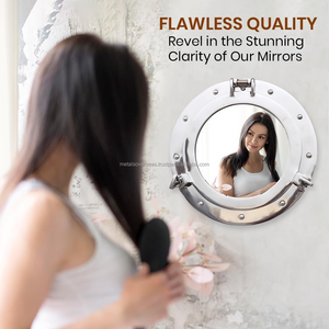 Miroir de hublot marin en métal nautique, miroir de salle de bain, miroir de hublot en métal vieilli, miroir encadré réfléchissant - Product Image 5