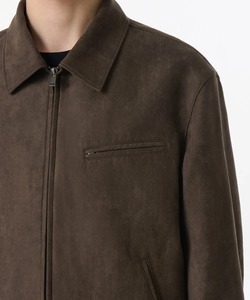 Blouson bomber en daim marron pour homme, col rabattu, fermeture éclair, coupe classique, vêtement d'automne - Product Image 5