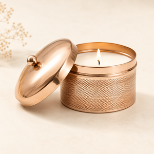 Juego de Frascos para Velas de Metal Martillado al por Mayor, Velas Aromáticas de Cera de Soja Hechas a Mano en Cobre y Oro, Frascos de Lujo con Tapa - Product Image 6