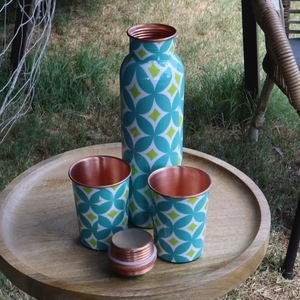 ILAHI's Hammered Copper Eco-Friendly 500ml <b>Water</b> <b>Bottle</b> Lid Classic Design Outdoor Use Uttar Pradesh Model ICOMCB-13285 - Product Image 4