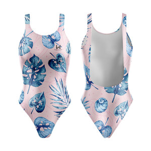 Women's Regular Fit Lightweight Spandex/Polyester Scoop Neck V <b>String</b> <b>Bikini</b> Swimsuit Backless Design Custom Print Eco Friendly - Product Image 1