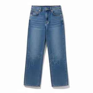 Vaqueros holgados para mujer con logotipo personalizado, servicio OEM, pantalones de mezclilla de pierna ancha para ropa casual de calle y colecciones de moda. - Product Image 1