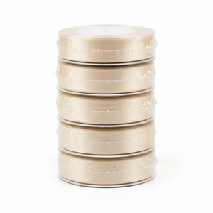 Cinta de Satén de una Cara Color Beige Claro de 25 mm, Venta al por Mayor, 5 Rollos x 8 Metros, para Decoración de Inmobiliarias, Hoteles de Lujo, al por Mayor - Product Image 1