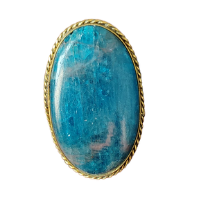 Cabujón Ranurado de Apatita y Latón, Cristal Curativo Increíble, Gema Suelta para la Elaboración de Joyas - Product Image 1